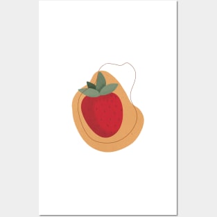 Modern Strawberry, Fruit illustration Posters and Art